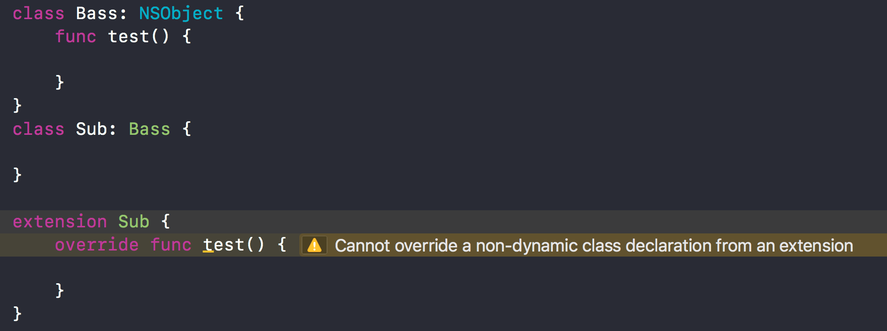 Extension Override Warning