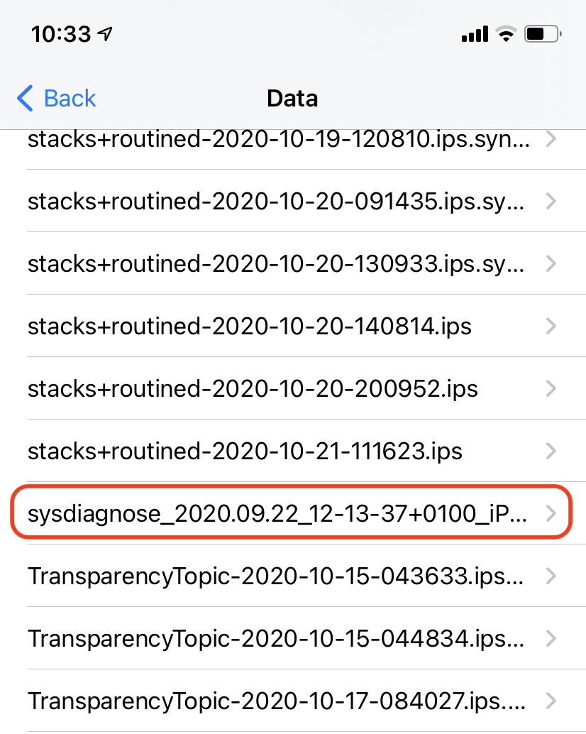 An example sysdiagnose log file